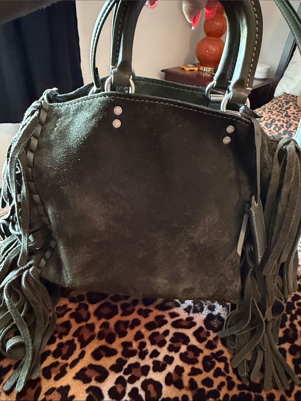 Coach Olive Green Suede Fringe Shoulder Bag - Picture 8 of 8